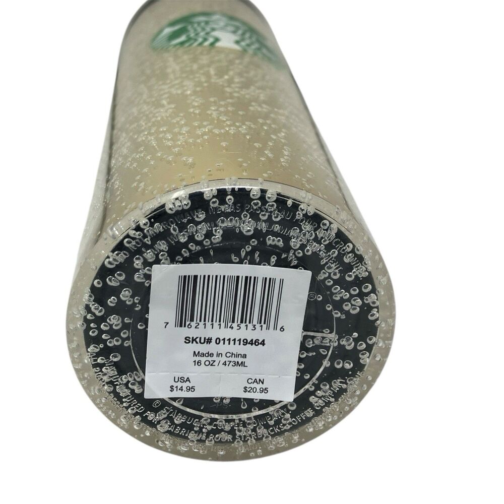Starbucks Tumbler Gold Black 16oz Bubble Travel Mug Coffee Cup Gifts Reusable - Picture 9 of 10